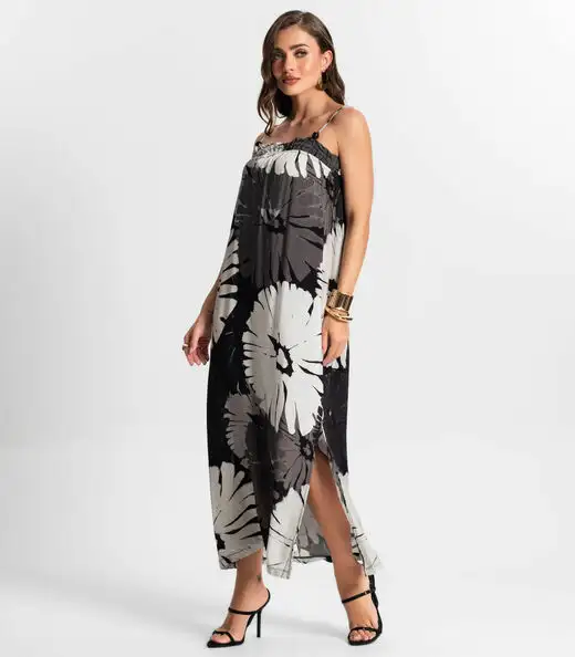 Vestido Midi De Alça Endless Cinza