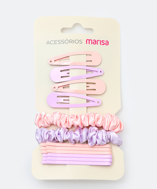 Image_Kit 12 Peças Presilhas E Elásticos De Cabelo Infantil Marisa Roxo