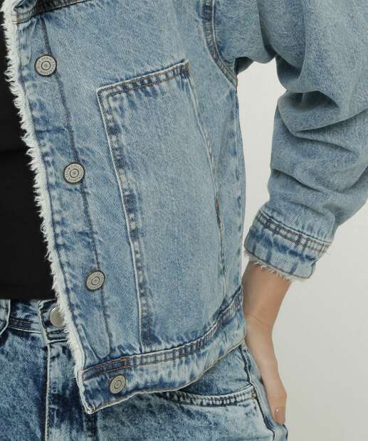 Jaqueta Feminina Jeans Pelúcia Marisa