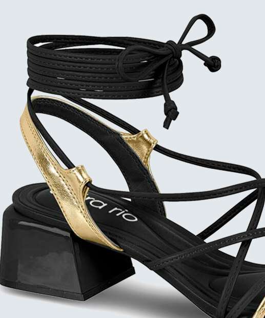 Sandália Salto Grosso Feminina Amarração Beira Rio