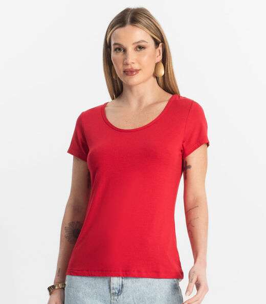 Blusa Feminina Viscotorcion Básica Rovitex Vermelho