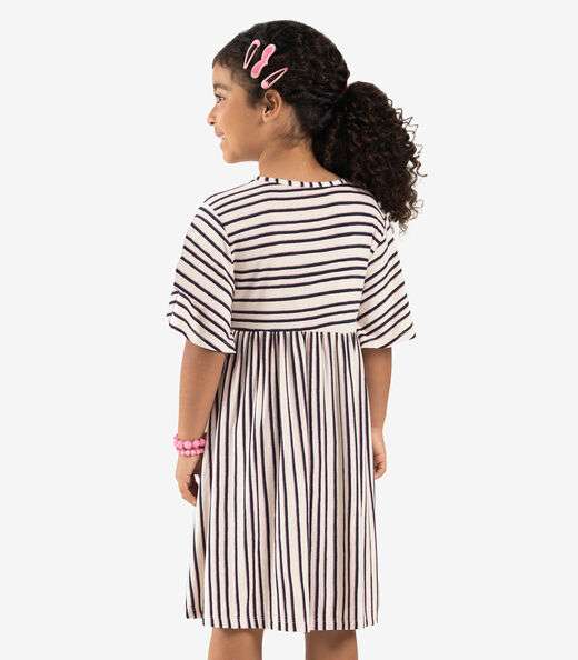 Vestido Infantil Visco Maquinetada Rovi Kids Azul