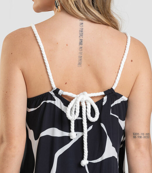 Vestido Longo Feminino em Tecido Estampado Dianna Preto
