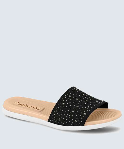 Chinelo Slide Feminino Strass Beira Rio