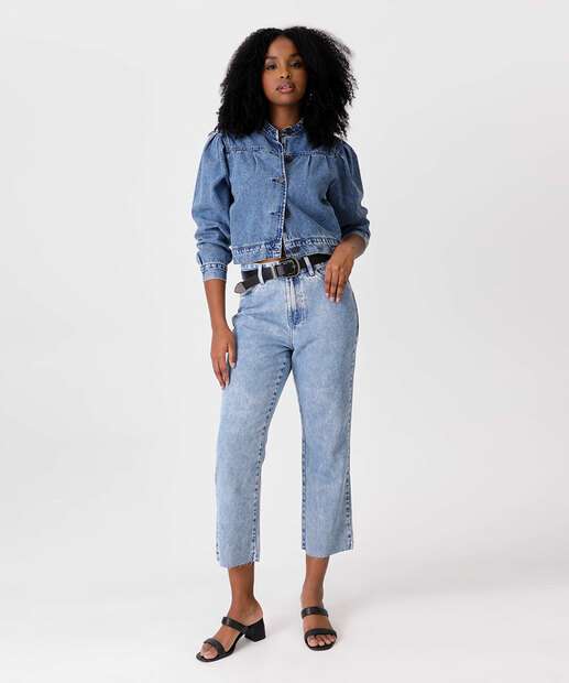 Calça Jeans Reta Feminina Bolsos Marisa
