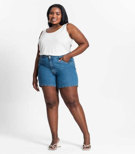 Regata Plus Size Em Ribana Canelada Secret Glam Bege