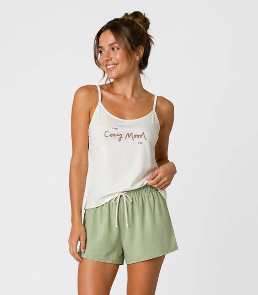 Image_Pijama Feminino Blusa De Alça E Short Infinita Cor Verde