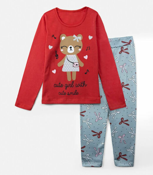 Conjunto Infantil Menina Meia Estação Laluna Vermelho