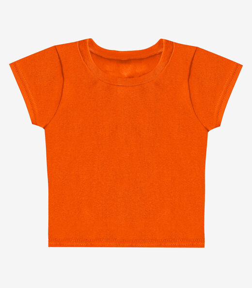Blusa Básica Infantil Manga Curta Lisa Soletex Laranja
