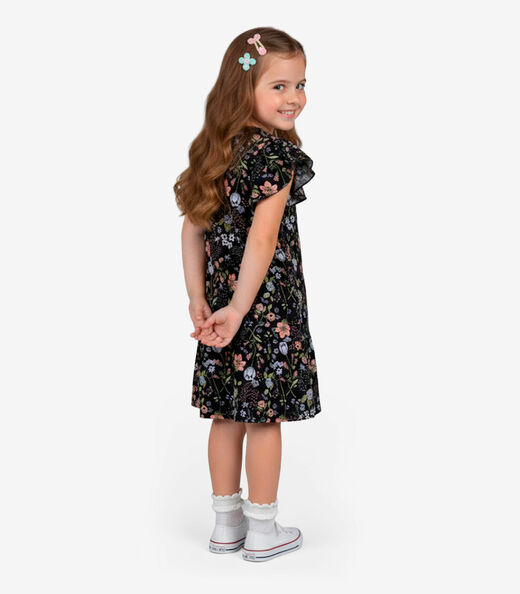 Vestido Infantil Com Manga Godê Select Laranja