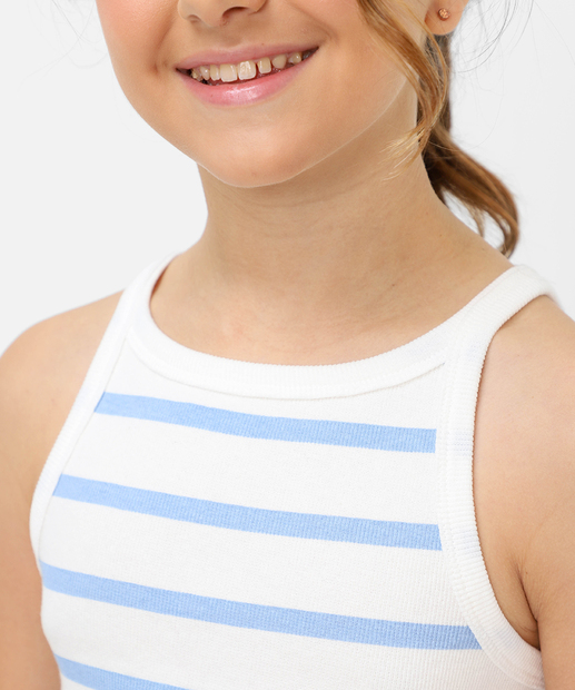 Blusa Juvenil Regata Canelada Listrada Marisa Tam 10 a 16 Off White