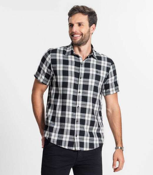 Camisa Masculina Xadrez Diametro Preto