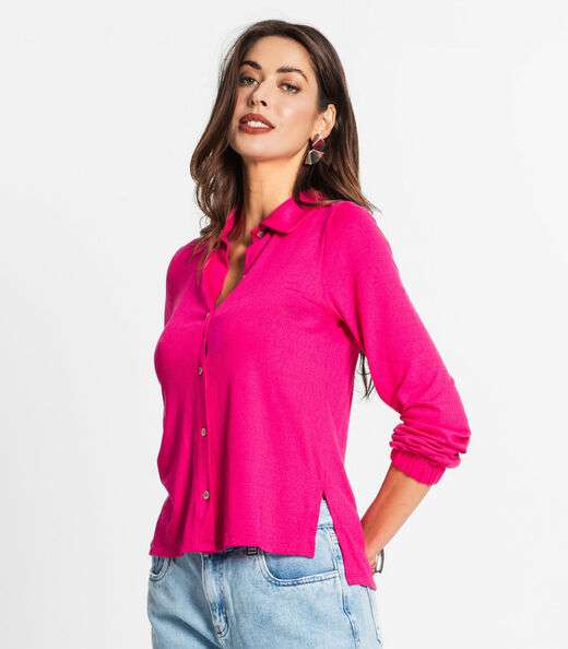 Camisa Manga Longa  Com Botões Endless Rosa