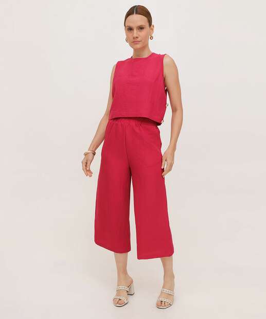 Calça Pantacourt Feminina Marisa Rosa