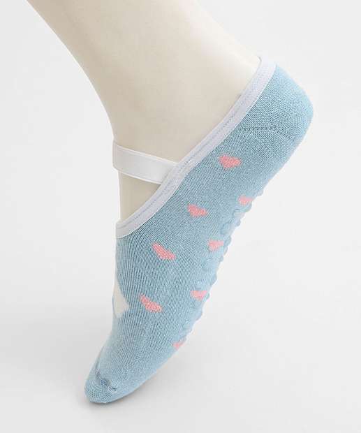 Meia Sapatilha Feminina Antiderrapante Marisa Azul