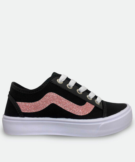 Tênis Infantil Casual Brilho Ortobessa Preto