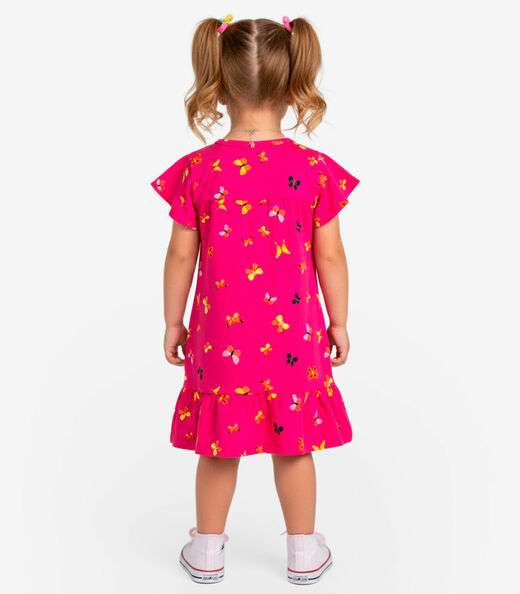 Vestido Infantil Com Manga Godê Select Rosa