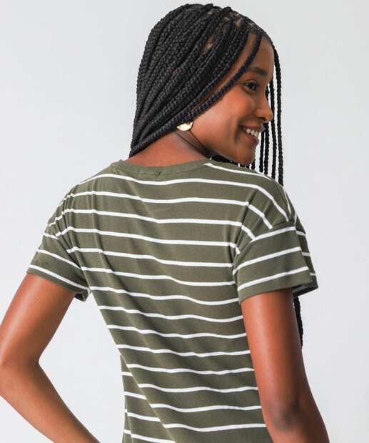 Vestido Midi Feminino Listrado Marisa Verde