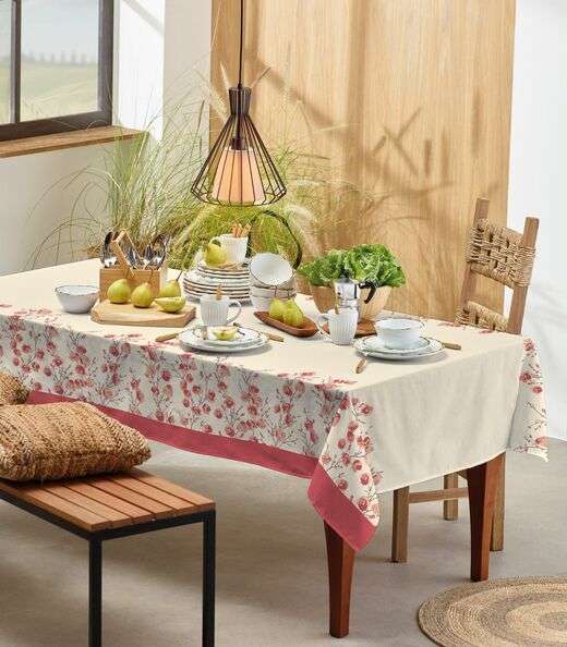 Toalha De Mesa Retangular Basic 6 Lugares Teka Laranja