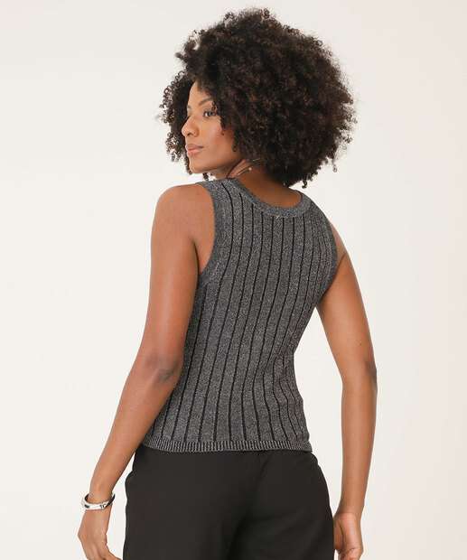 Blusa Regata Feminina Tricô Lurex Marisa