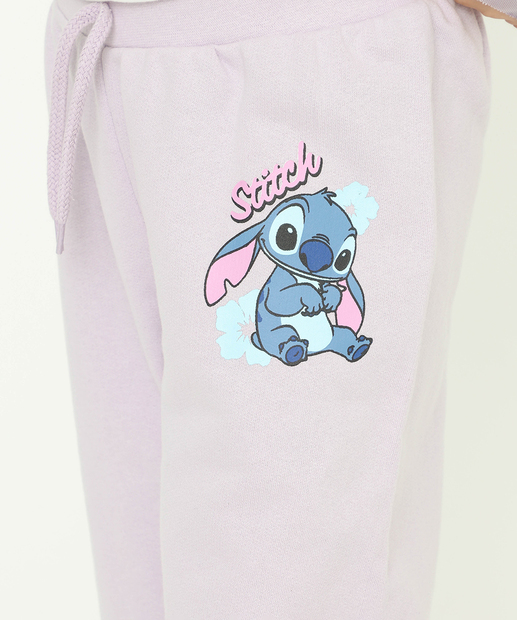 Calça Infantil Moletom Flanelado Stitch Tam 4 a 10 Lilás