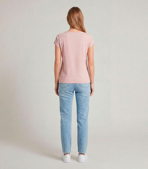 Blusa Feminina Meia Malha Com Estampa Infinita Cor Rosa