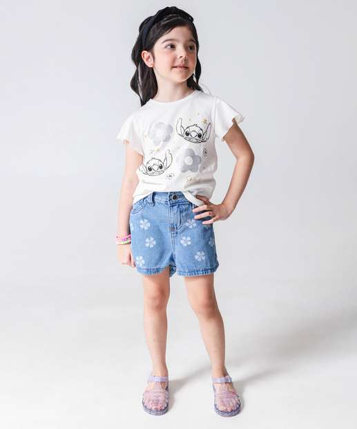 Image_Short Infantil Jeans Flores Tam 4 a 10 Azul