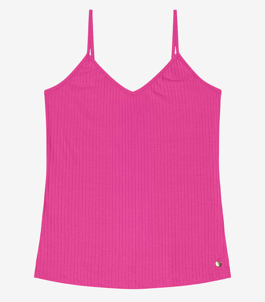 Blusa De Alça Feminina Ribana Canelada Rovitex Rosa