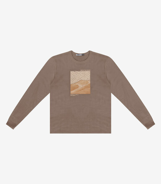 Camiseta Juvenil Manga Longa Com Estampa Minty Marrom