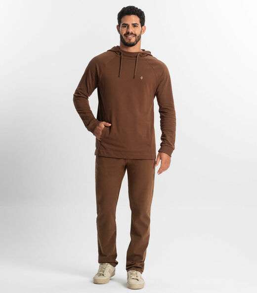 Camiseta Masculina Manga Longa com Capuz Diametro Marrom