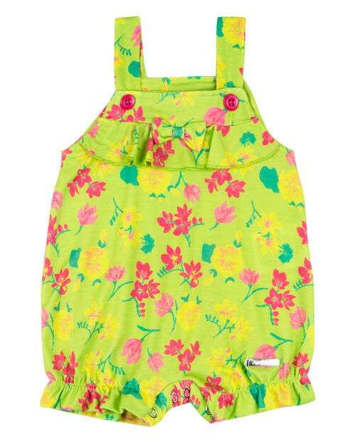 Image_Macacão Bebê Menina Verão Sem Mangas Microfibra Estampada Floral - Verde