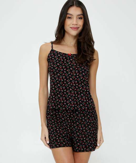 Pijama Feminino Estampa Floral Alças Finas Marisa