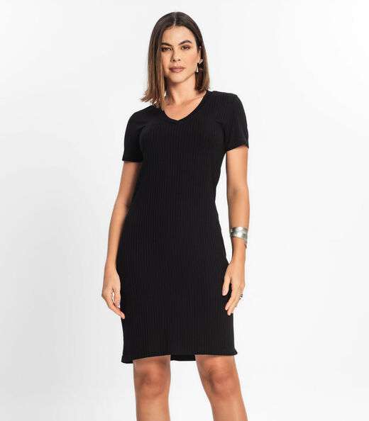 Image_Vestido Feminino Em Ribana Canelada Rovitex Preto
