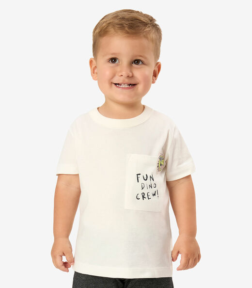 Conjunto Camiseta Com Bermuda Infantil Rovi Kids Bege