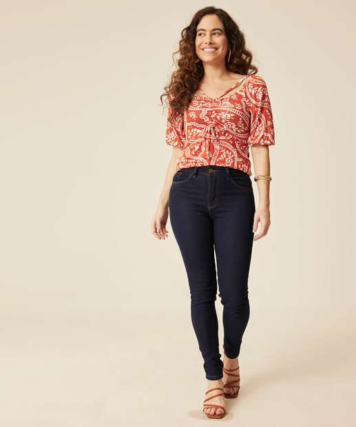 Image_Calça Jeans Cigarrete Feminina Bolsos