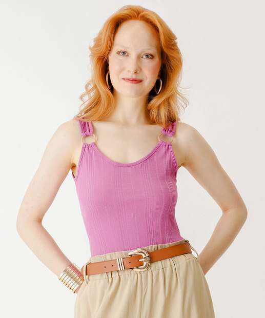 Blusa Regata Feminina Canelada Argola Marisa