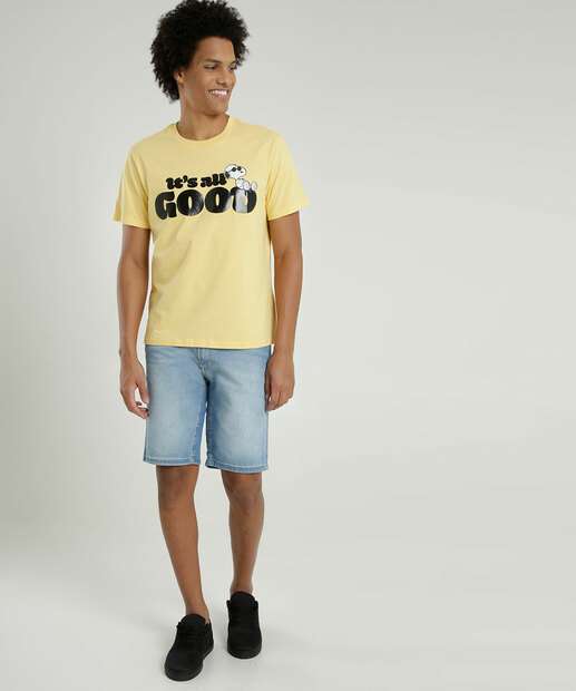 Camiseta Masculina Estampada Manga Curta Snoopy