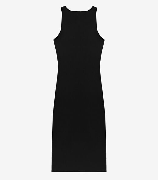 Vestido Midi Feminino Em Ribana Infinita Cor Preto