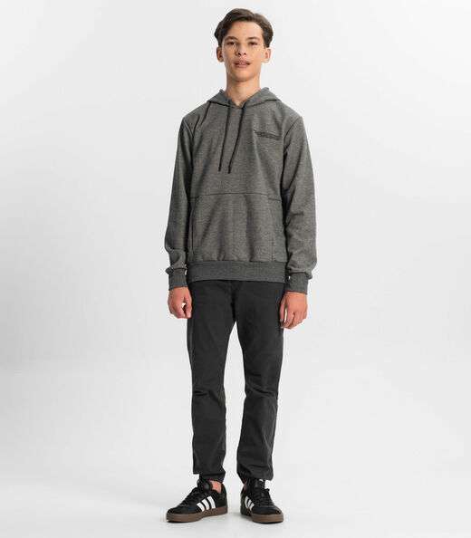 Blusão Juvenil Masculino Com Capuz Minty Cinza