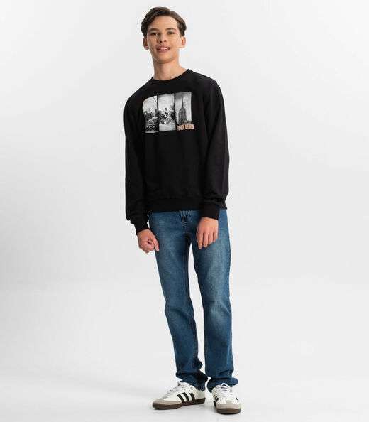 Blusão Juvenil Masculino Em Moletom Minty Preto