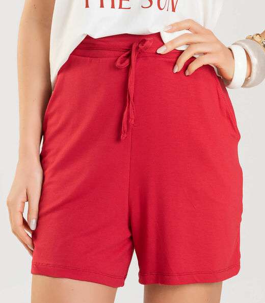 Shorts Adulto Feminino Infinita Cor Vermelho