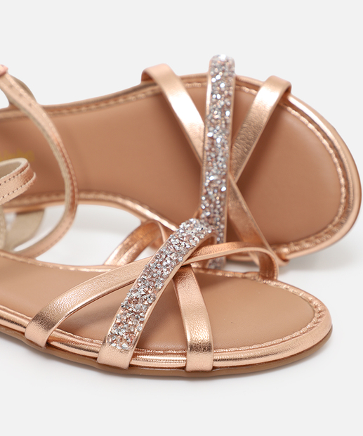 Sandália Infantil Strass Metalizada Molekinha Rosê