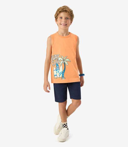 Camiseta Meia Malha Infantil Masculina RoviKids Laranja