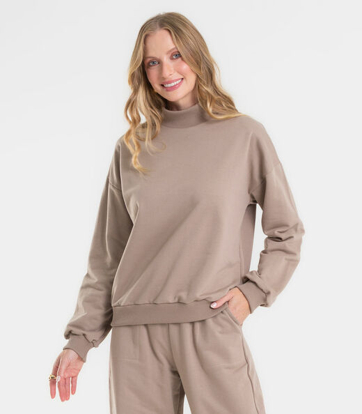 Conjunto Blusão com Calça Moletom Felpado Rovitex Marrom