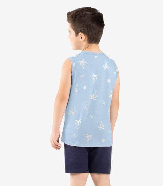 Conjunto Infantil Machão Com Bermuda Rovi Kids Azul
