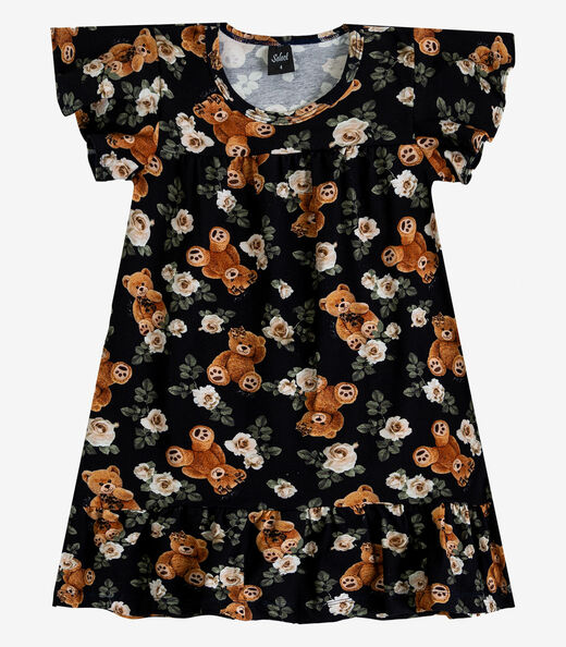 Vestido Infantil Com Manga Godê Select Marrom