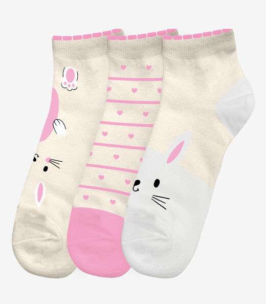 Image_Kit 3 Pares De Meia Cano Curto Infantil Trick Nick Rosa