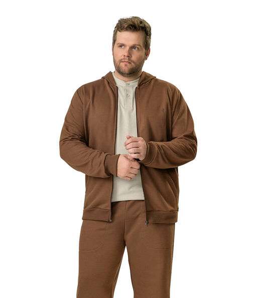Jaqueta Masculina Plus Moletom Premium Diametro Marrom
