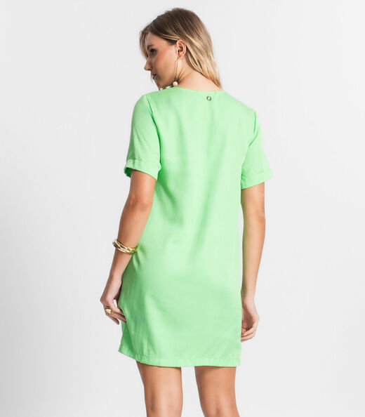 Vestido Curto De Viscose Sarjada Feminino Endless Verde