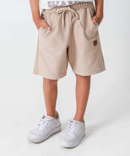 Bermuda Infantil Moletinho Textura Marisa Tam 4 a 10 Bege